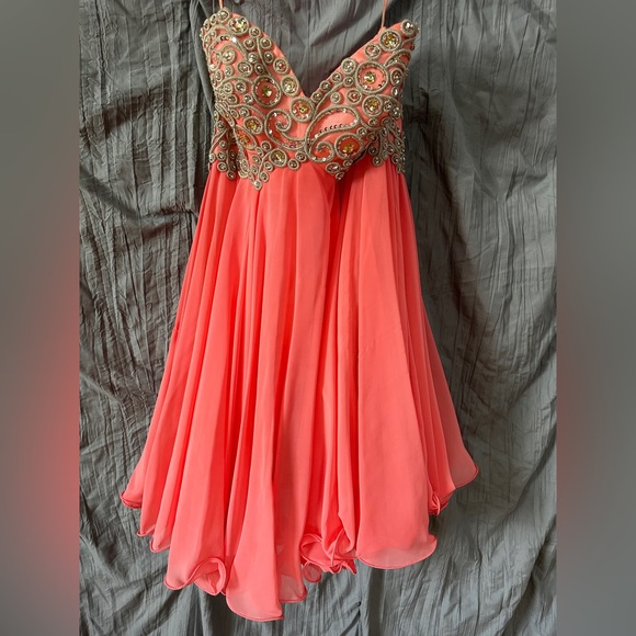 Allure | Dresses | Coral Pink Short Prom Dress | Poshmark
